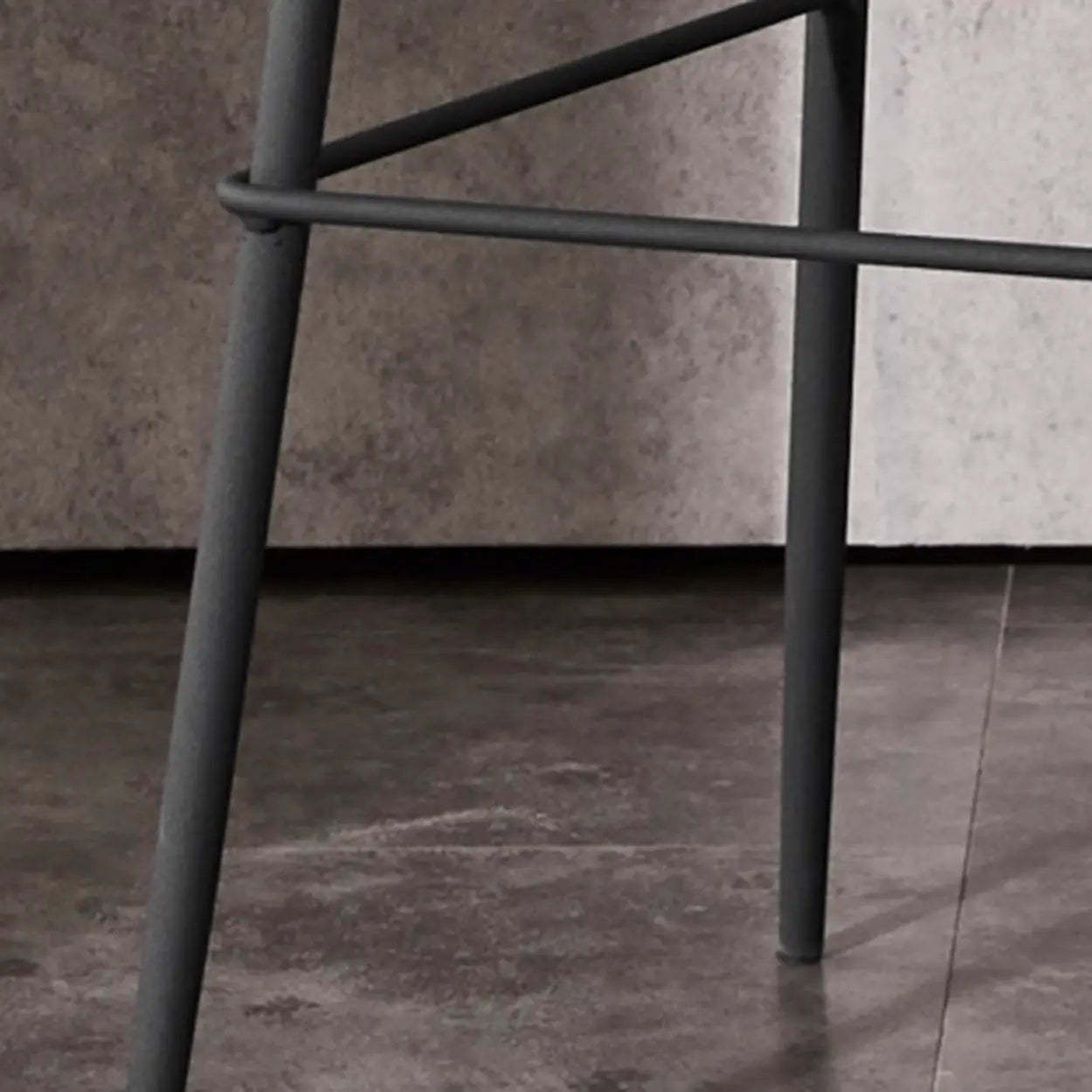 Square Leather Low-Back Bar Stool with Metal Legs