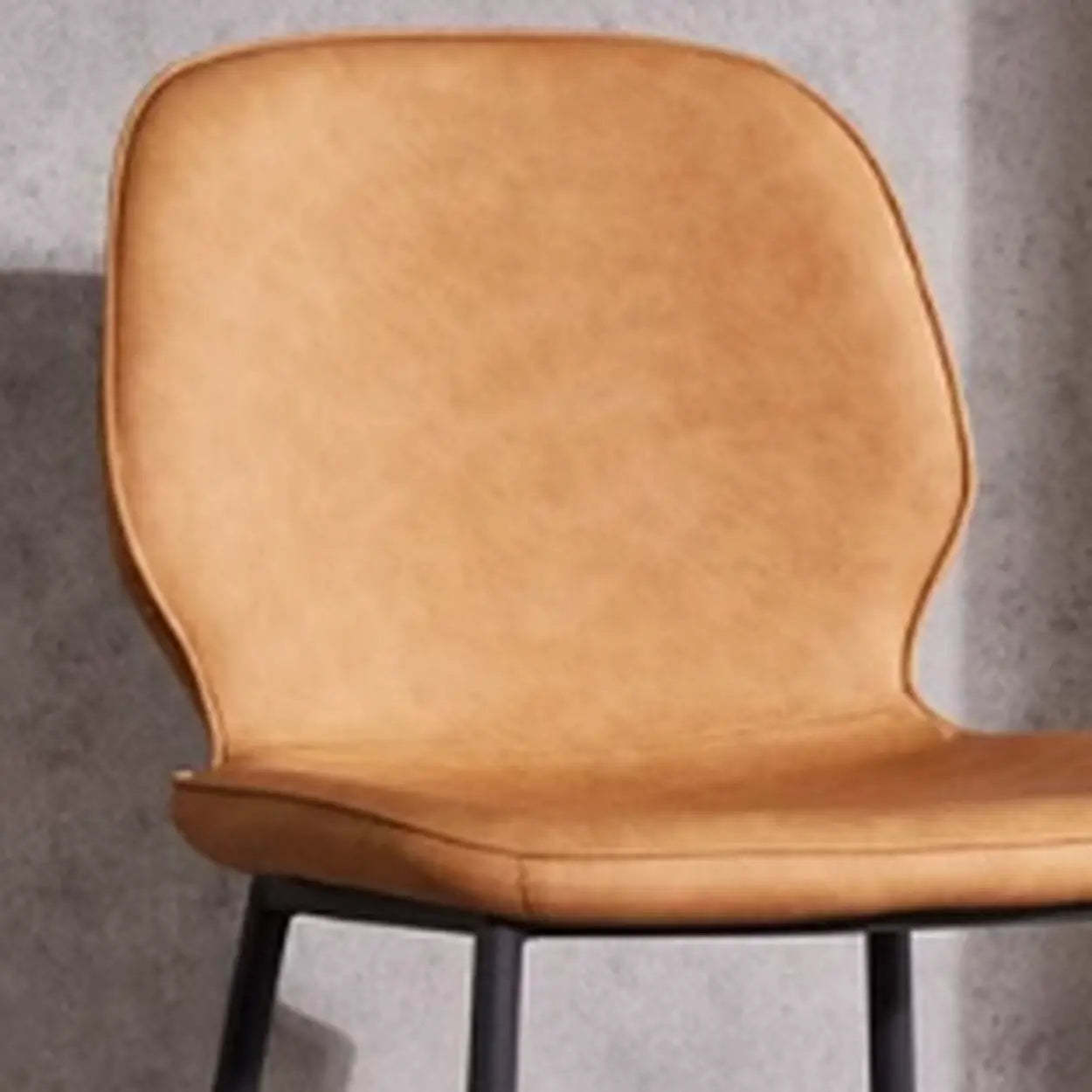 Square Leather Low-Back Bar Stool with Metal Legs
