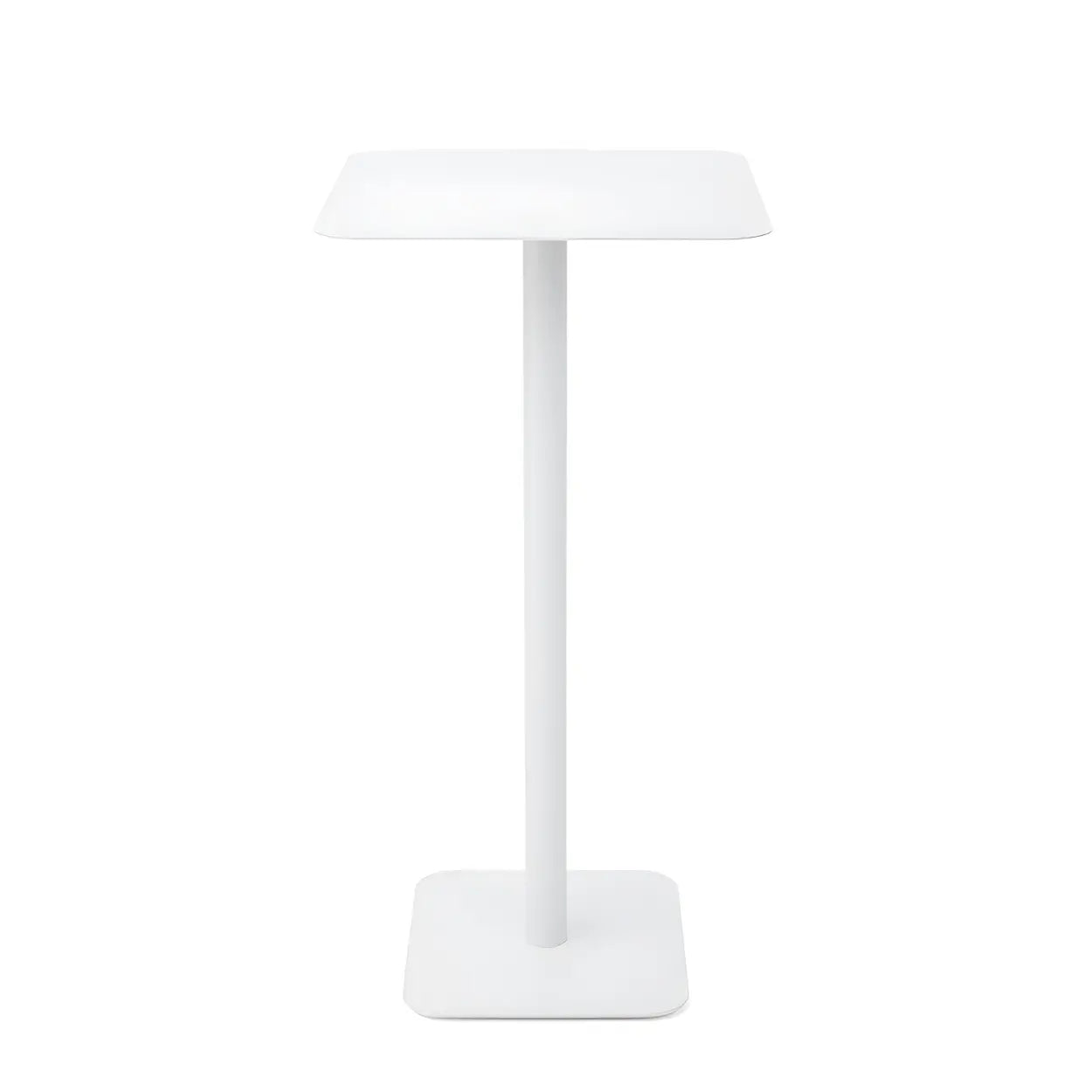 Square White Metal Pedestal Outdoor End Table — Black / 2