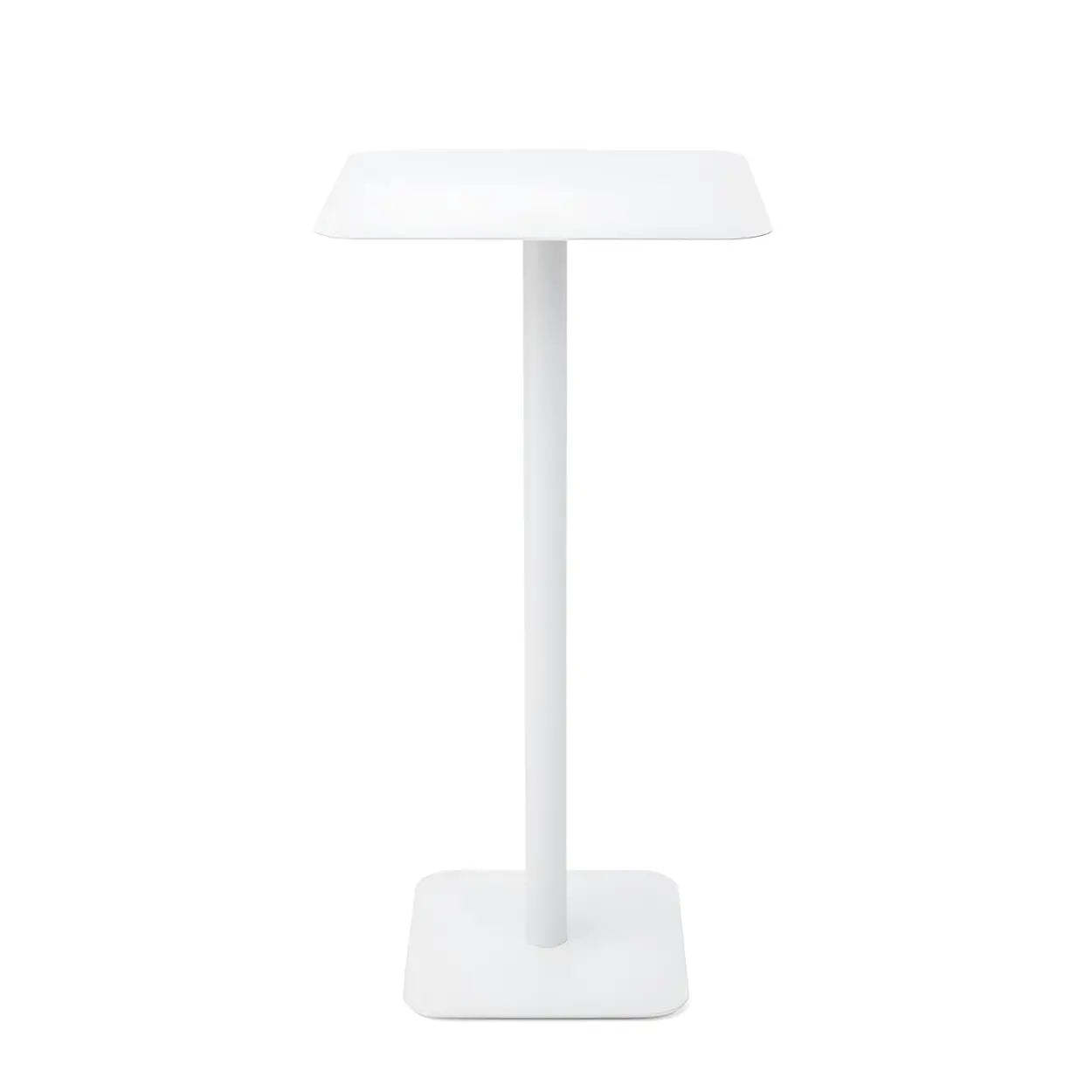 Square White Metal Pedestal Outdoor End Table — Black / 2