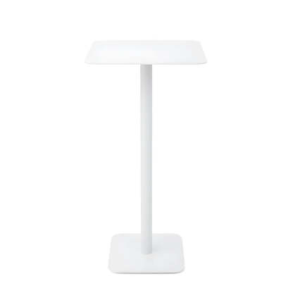 Square White Metal Pedestal Outdoor End Table — Black / 2