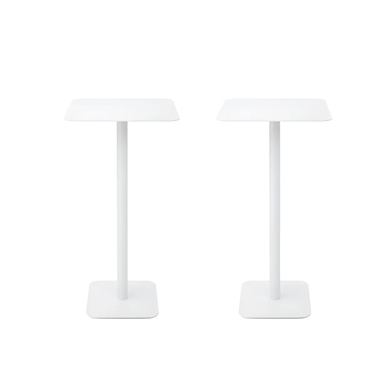 Square White Metal Pedestal Outdoor End Table — White / 1