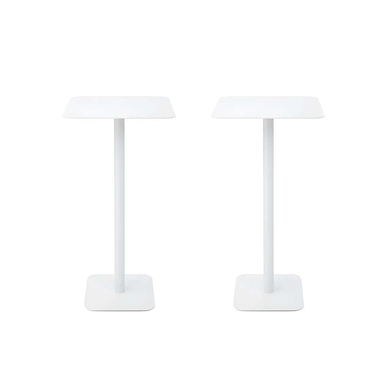 Square White Metal Pedestal Outdoor End Table — White / 1