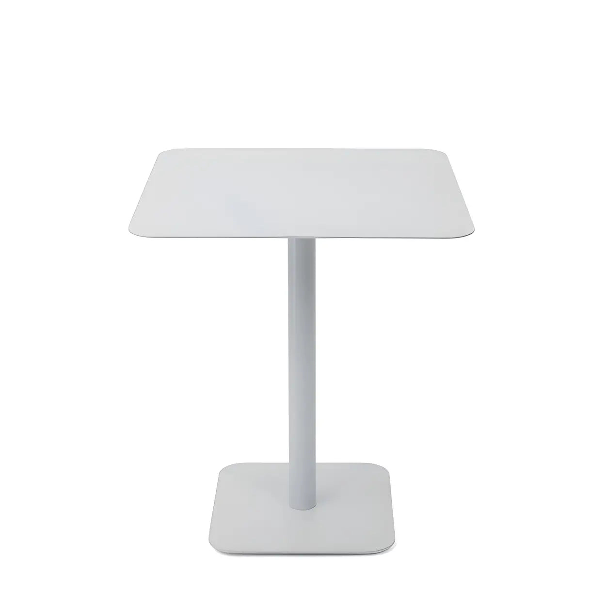 Square White Metal Pedestal Outdoor End Table — Black / 1
