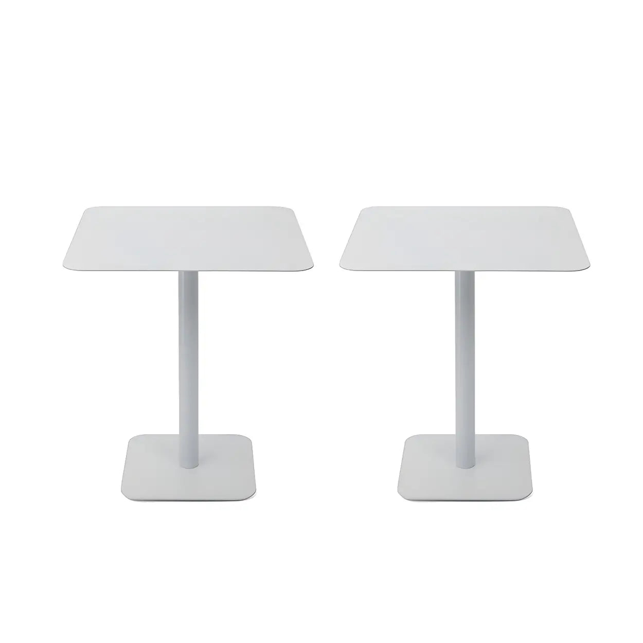 Square White Metal Pedestal Outdoor End Table — White / 1