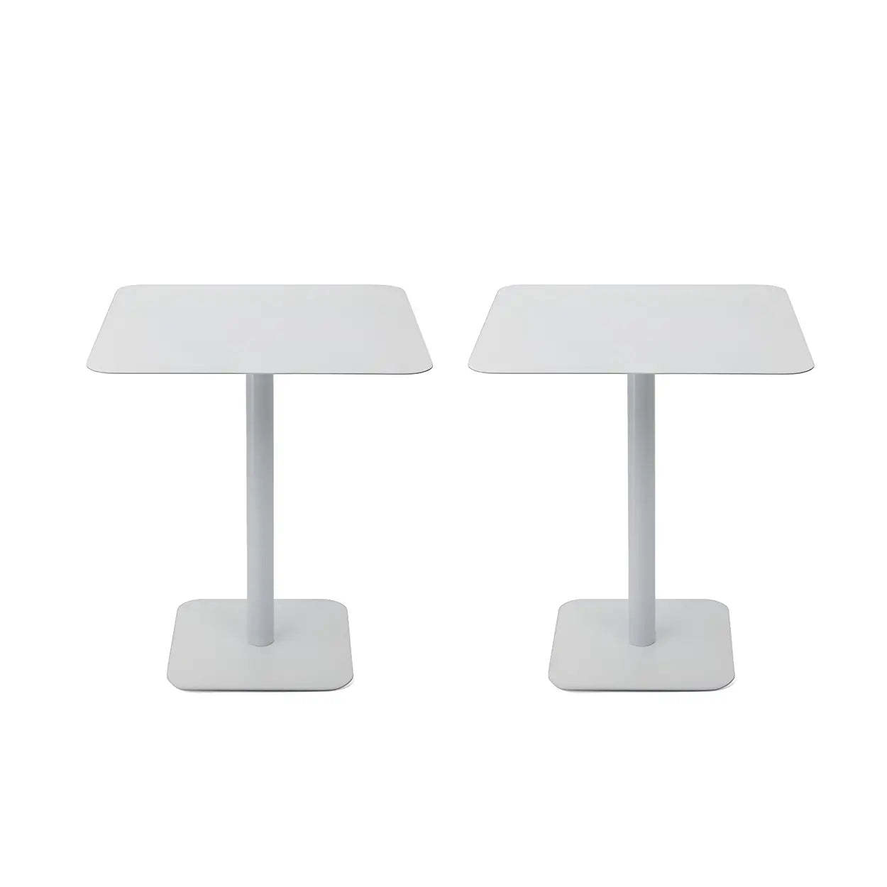 Square White Metal Pedestal Outdoor End Table — White / 1