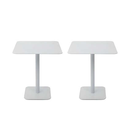 Square White Metal Pedestal Outdoor End Table — White / 1