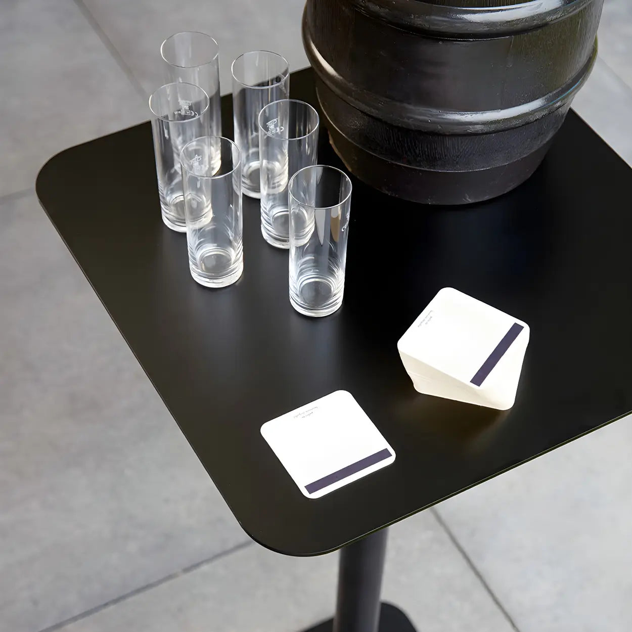 Square White Metal Pedestal Outdoor End Table — White / 2