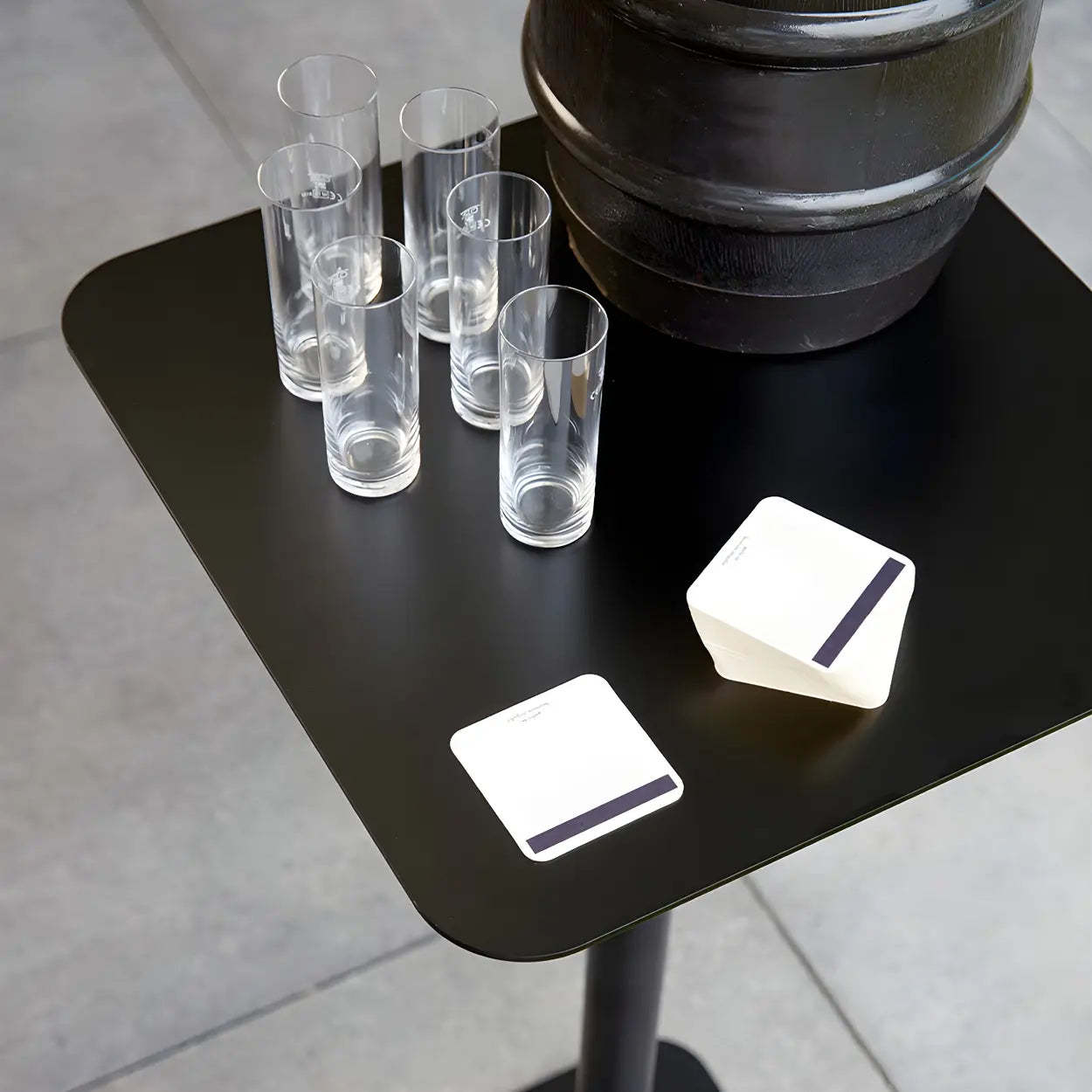 Square White Metal Pedestal Outdoor End Table — White / 2