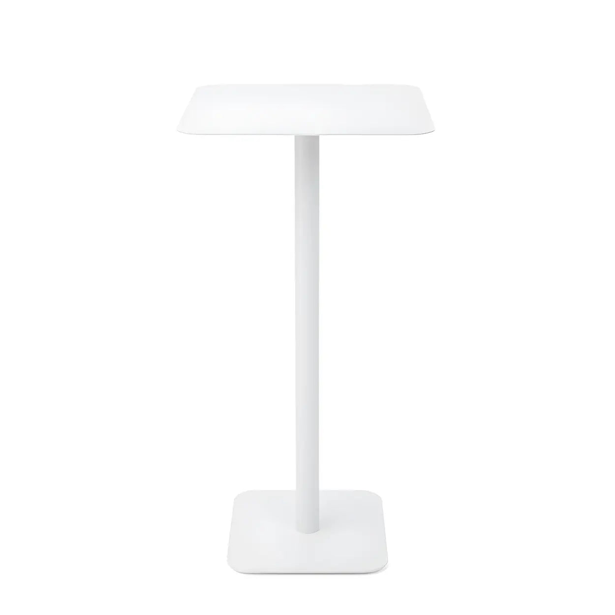 Square White Metal Pedestal Outdoor End Table — Black / 2