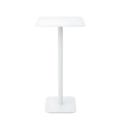 Square White Metal Pedestal Outdoor End Table — Black / 2