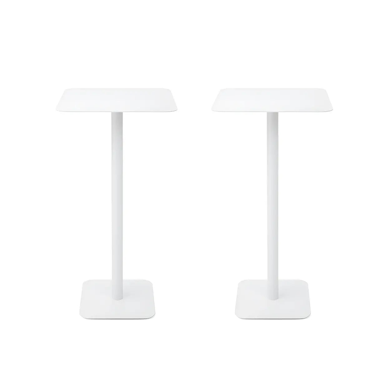 Square White Metal Pedestal Outdoor End Table — White / 2