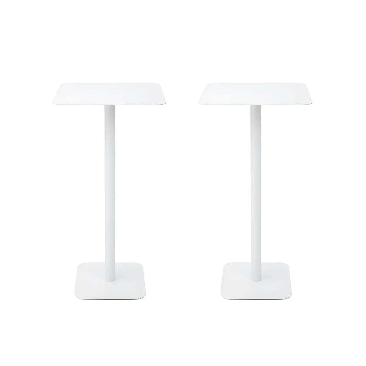 Square White Metal Pedestal Outdoor End Table — White / 2