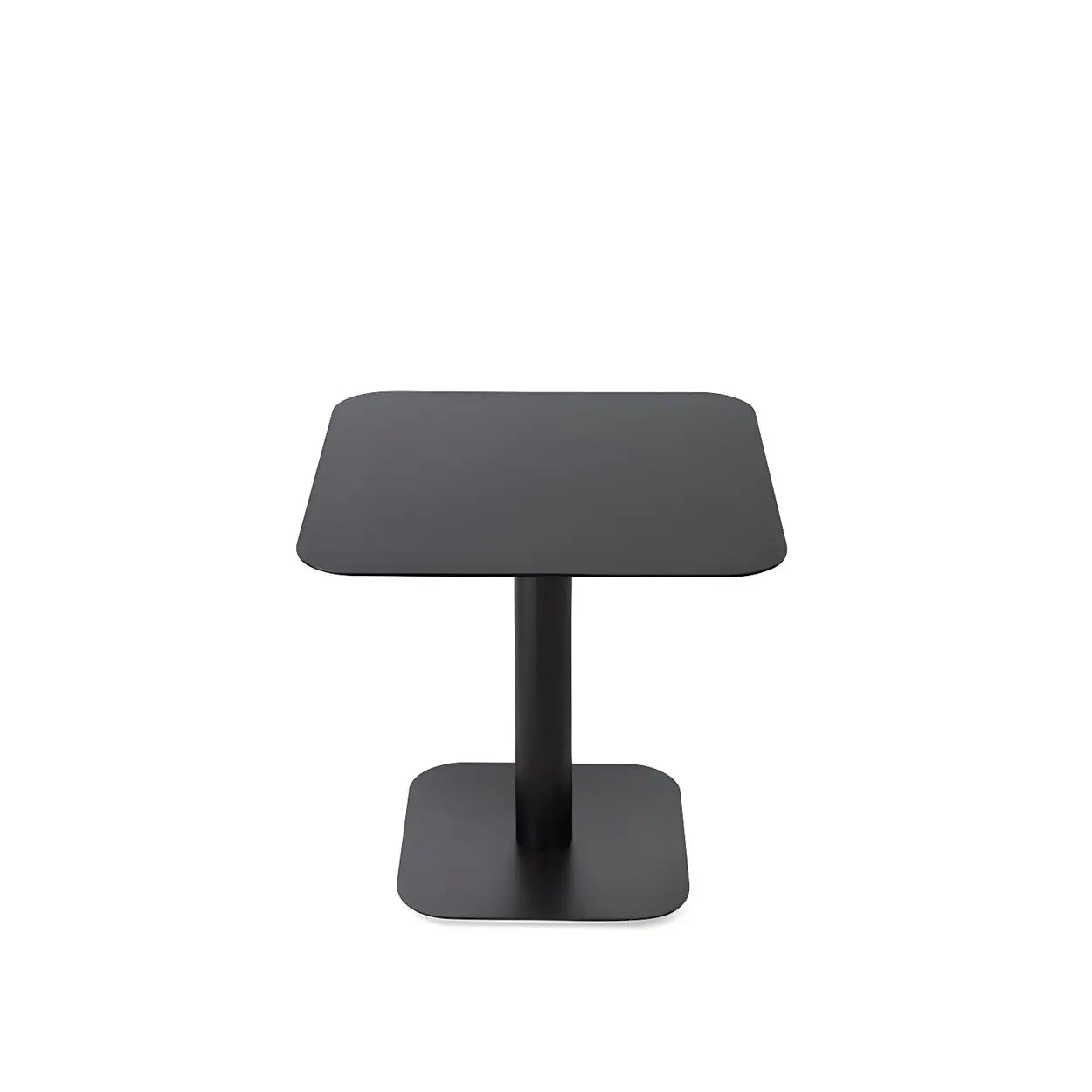 Square White Metal Pedestal Outdoor End Table