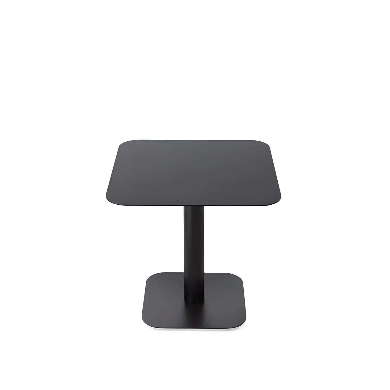 Square White Metal Pedestal Outdoor End Table