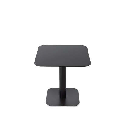 Square White Metal Pedestal Outdoor End Table