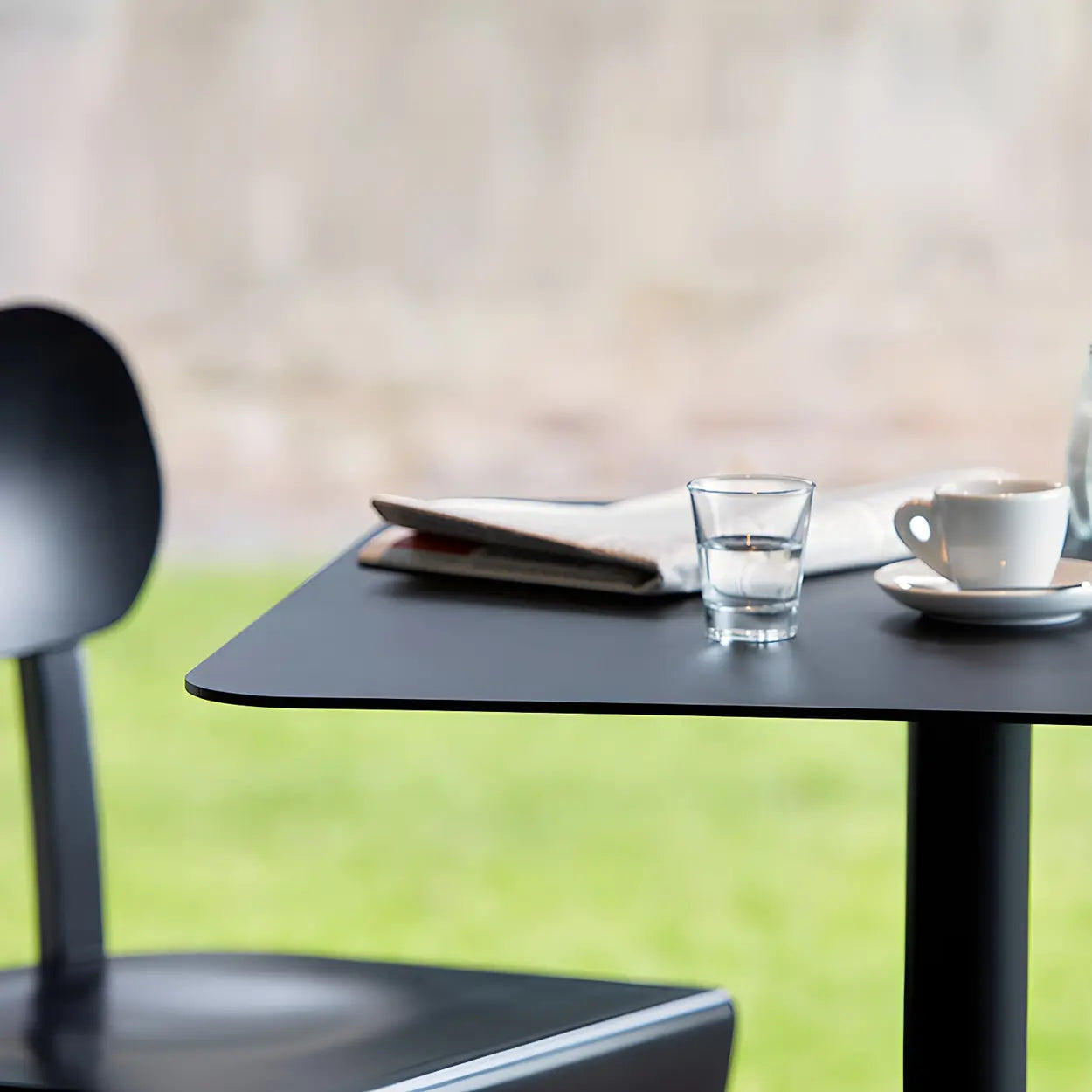 Square White Metal Pedestal Outdoor End Table