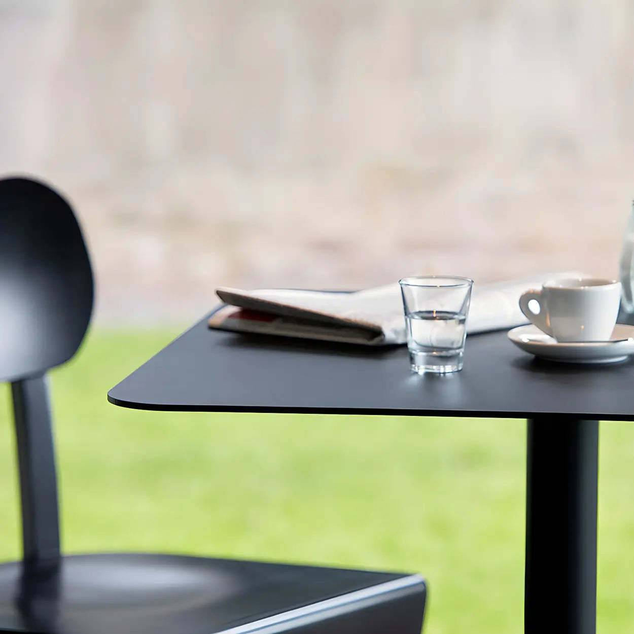 Square White Metal Pedestal Outdoor End Table