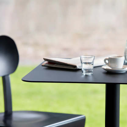 Square White Metal Pedestal Outdoor End Table