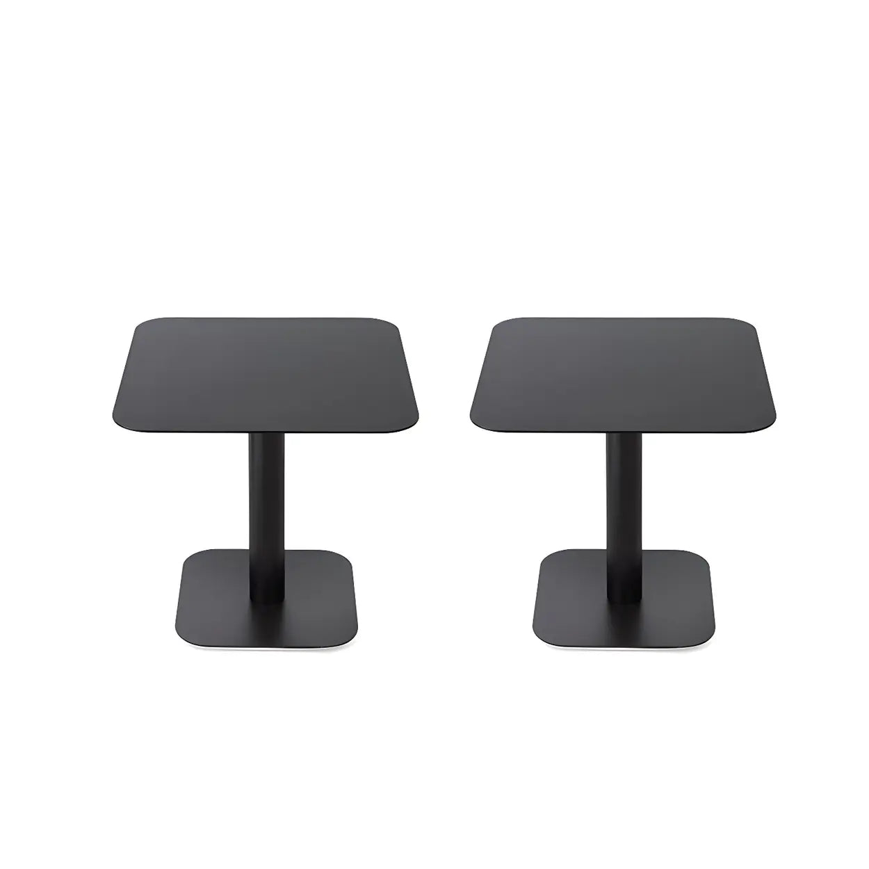 Square White Metal Pedestal Outdoor End Table