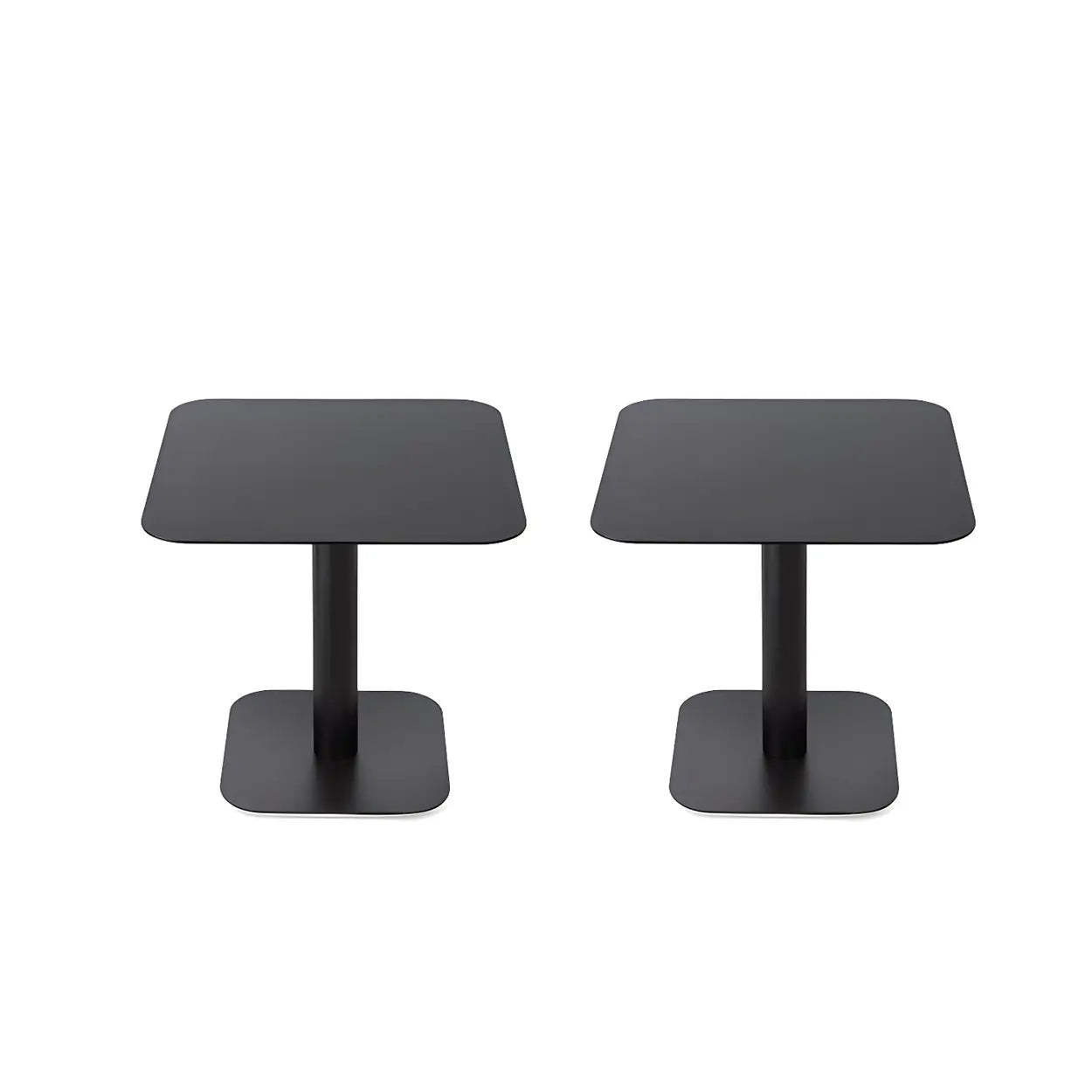 Square White Metal Pedestal Outdoor End Table