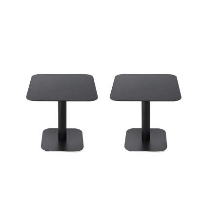 Square White Metal Pedestal Outdoor End Table