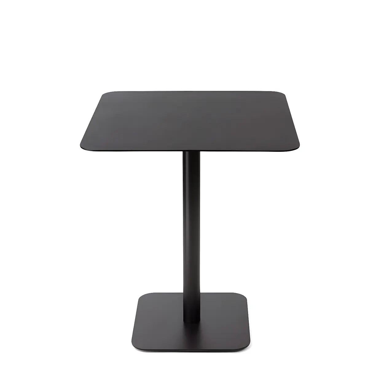 Square White Metal Pedestal Outdoor End Table
