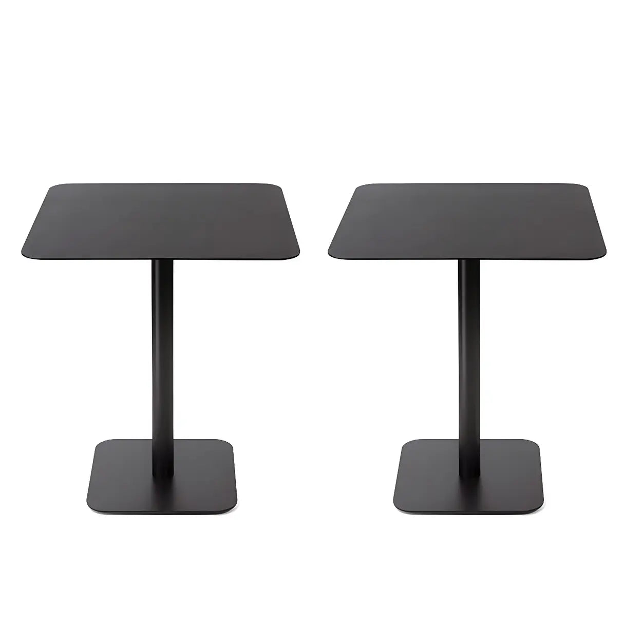 Square White Metal Pedestal Outdoor End Table