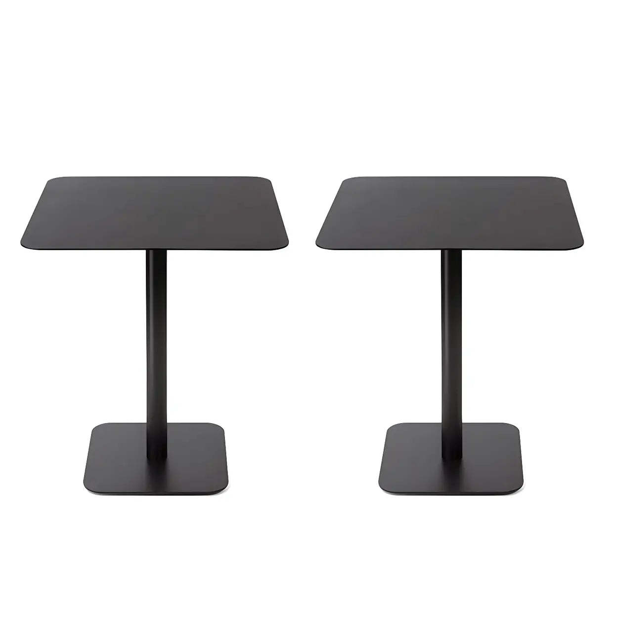 Square White Metal Pedestal Outdoor End Table