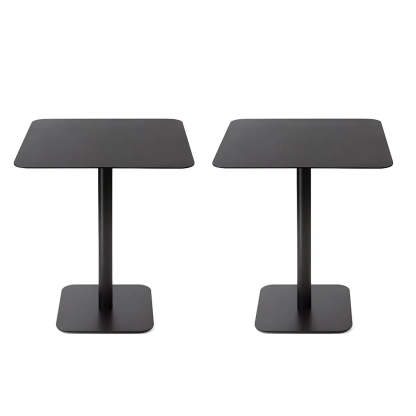 Square White Metal Pedestal Outdoor End Table