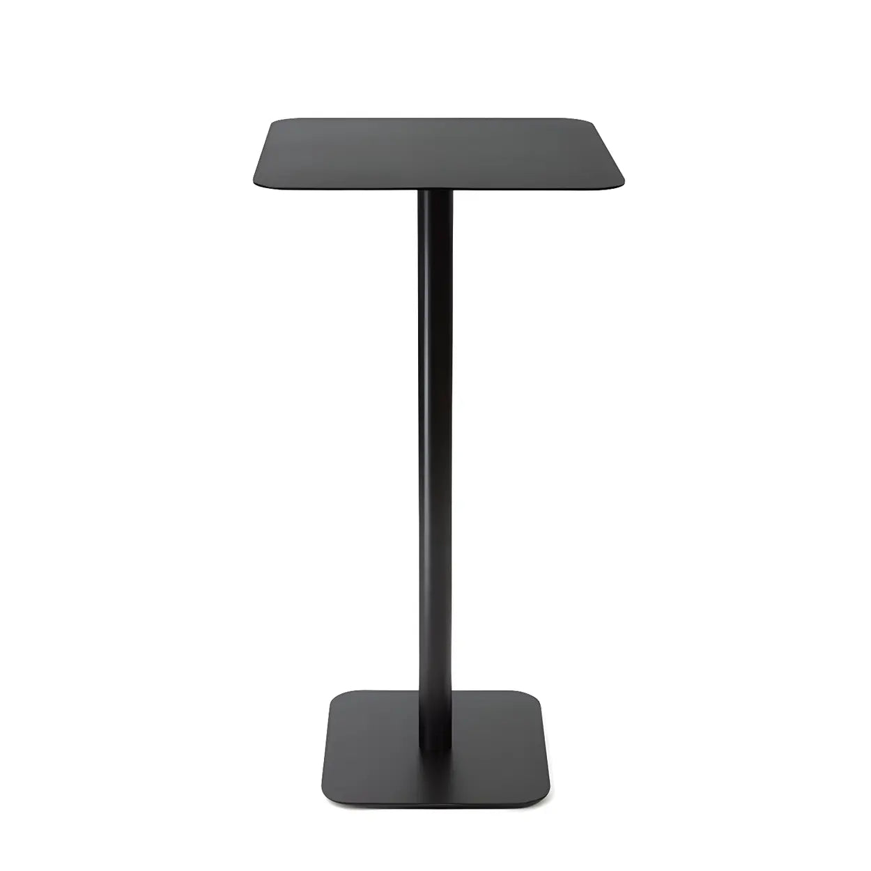 Square White Metal Pedestal Outdoor End Table