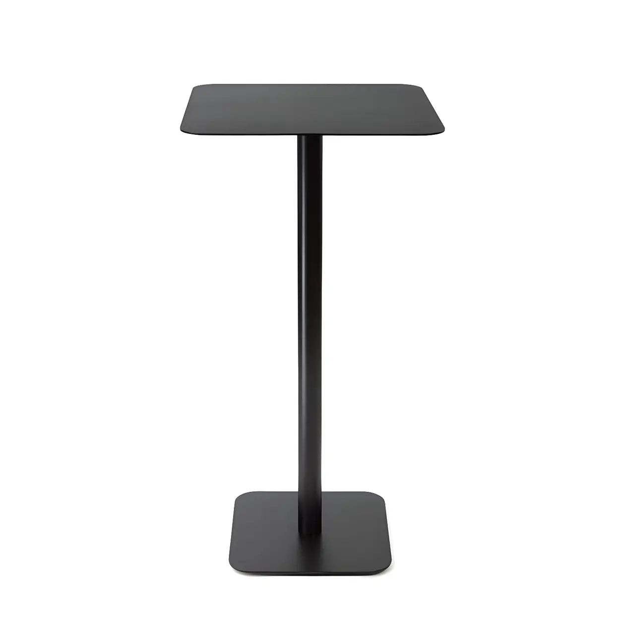 Square White Metal Pedestal Outdoor End Table