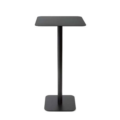 Square White Metal Pedestal Outdoor End Table