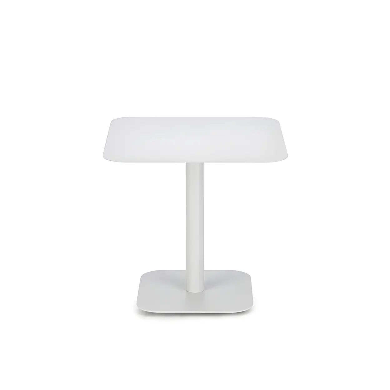 Square White Metal Pedestal Outdoor End Table — Black / 2
