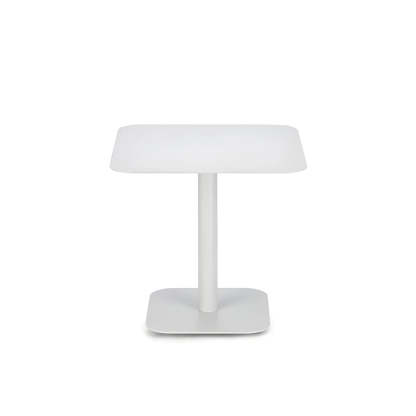 Square White Metal Pedestal Outdoor End Table — Black / 2