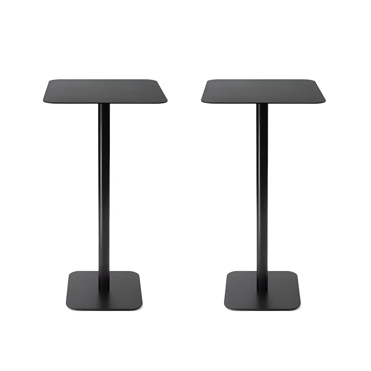 Square White Metal Pedestal Outdoor End Table