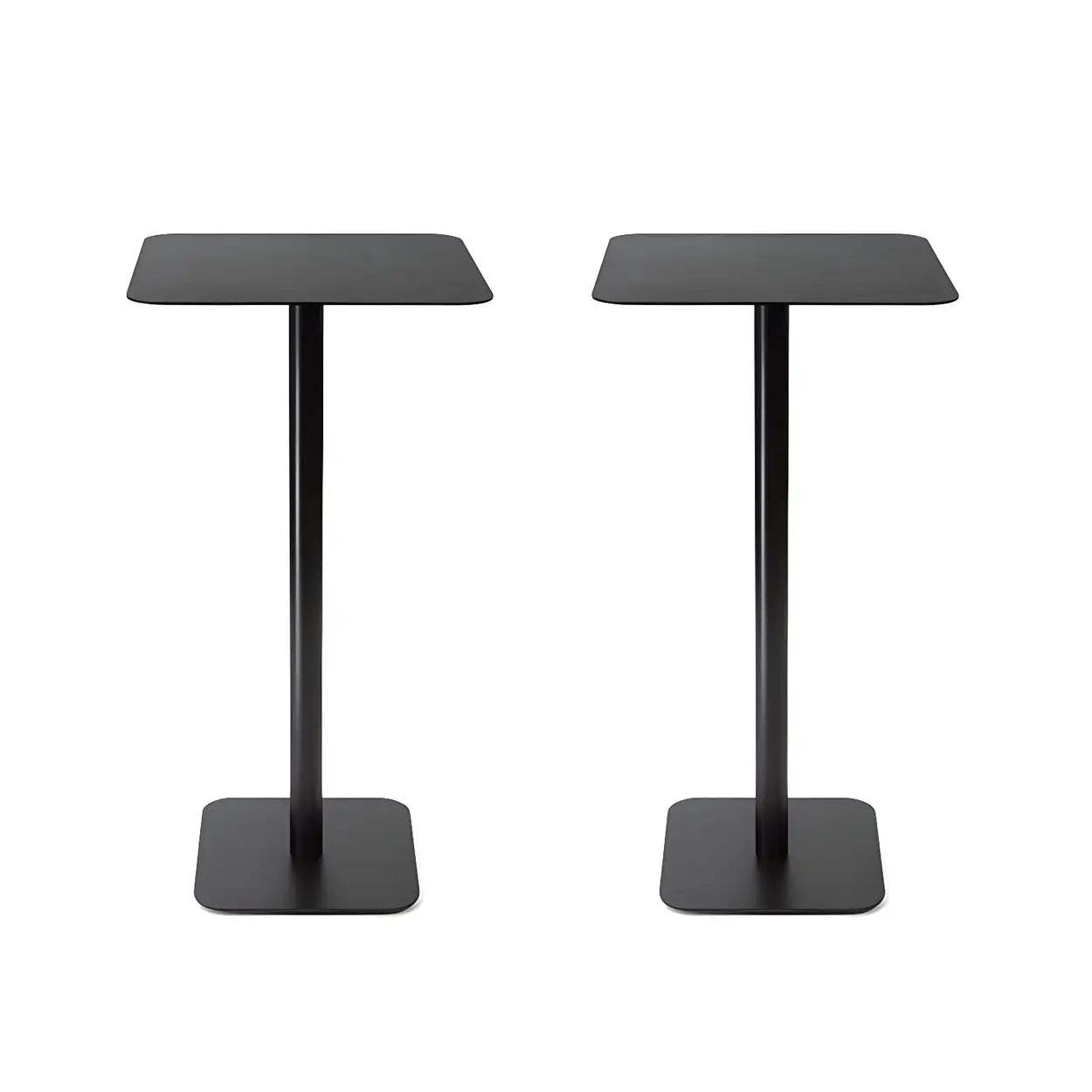 Square White Metal Pedestal Outdoor End Table