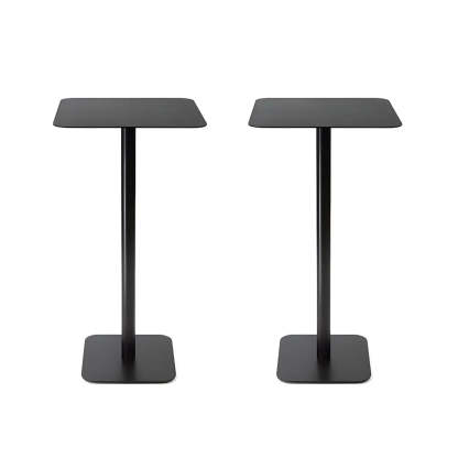 Square White Metal Pedestal Outdoor End Table