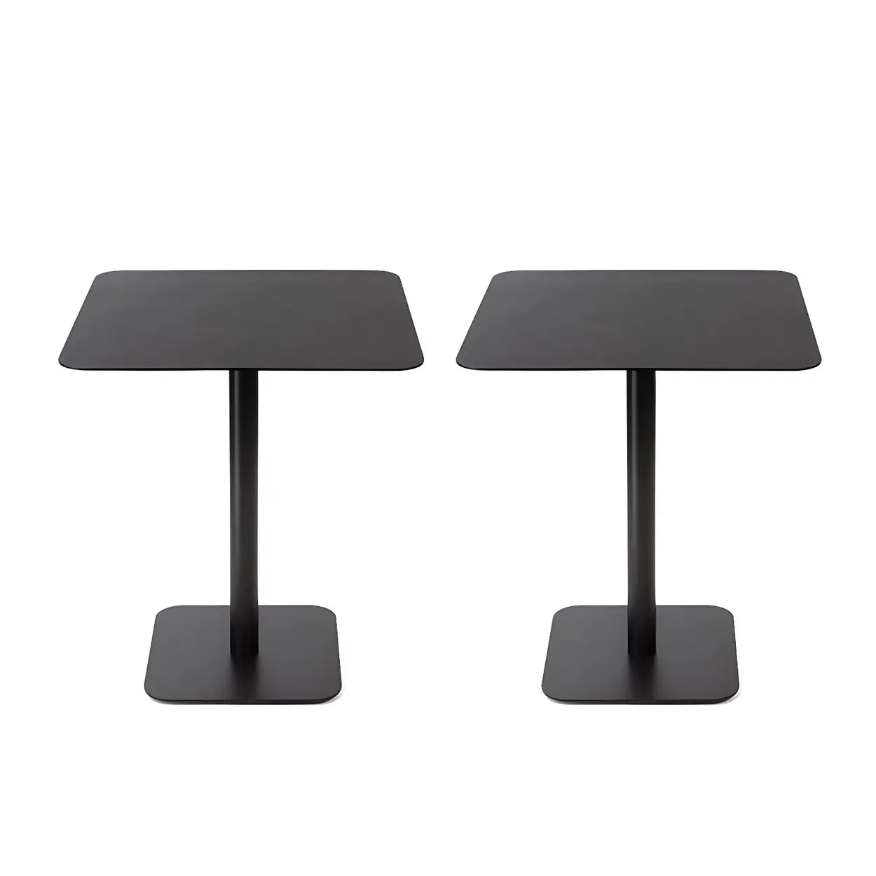 Square White Metal Pedestal Outdoor End Table
