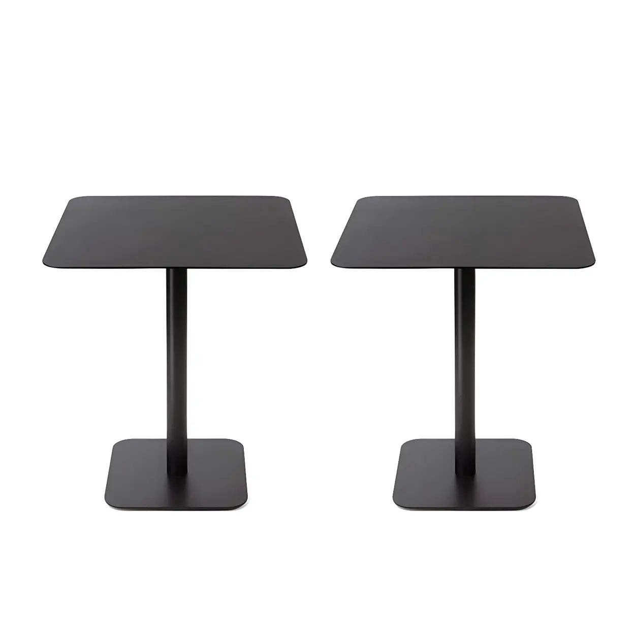 Square White Metal Pedestal Outdoor End Table