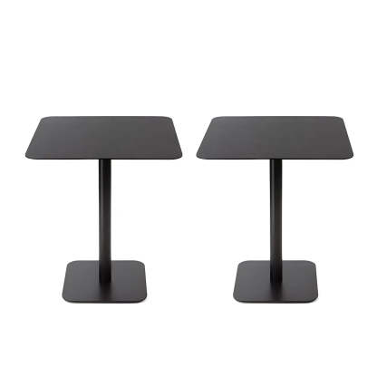 Square White Metal Pedestal Outdoor End Table