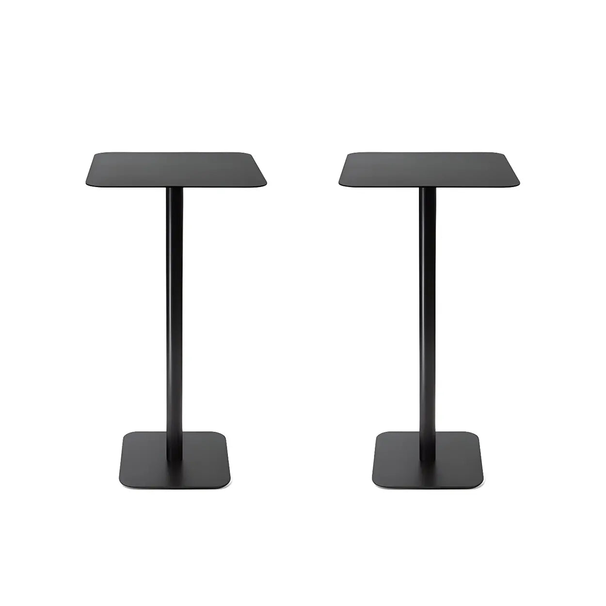 Square White Metal Pedestal Outdoor End Table