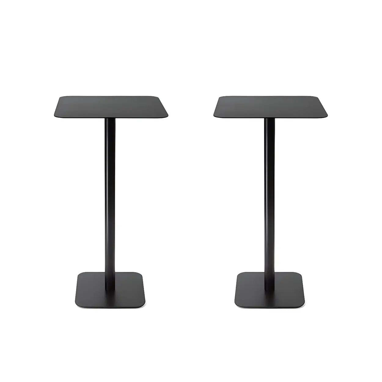 Square White Metal Pedestal Outdoor End Table