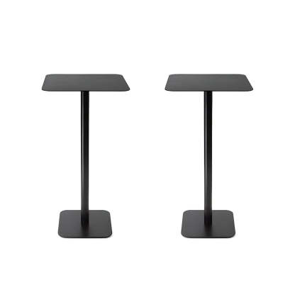 Square White Metal Pedestal Outdoor End Table