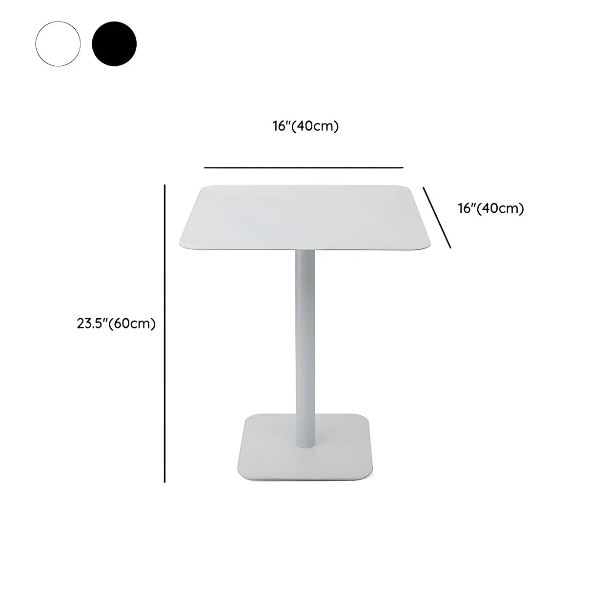 Square White Metal Pedestal Outdoor End Table