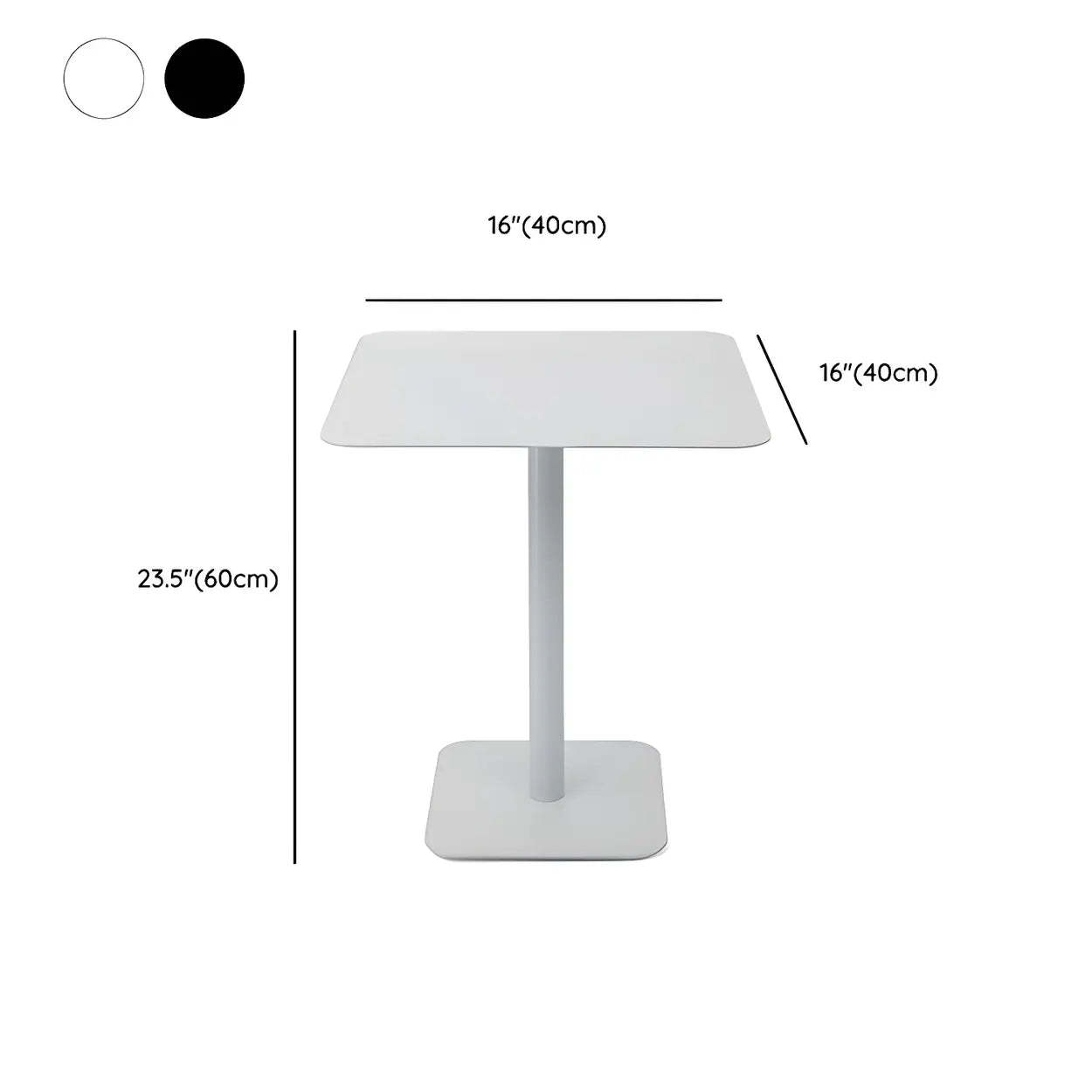 Square White Metal Pedestal Outdoor End Table