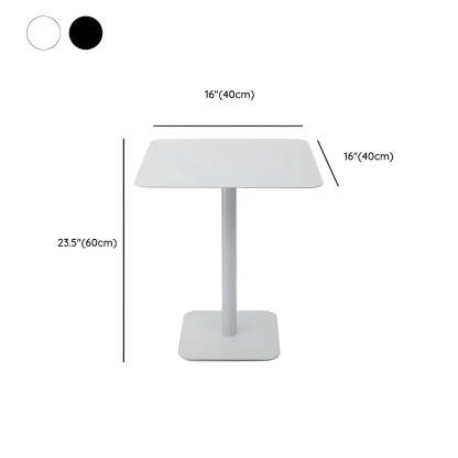 Square White Metal Pedestal Outdoor End Table
