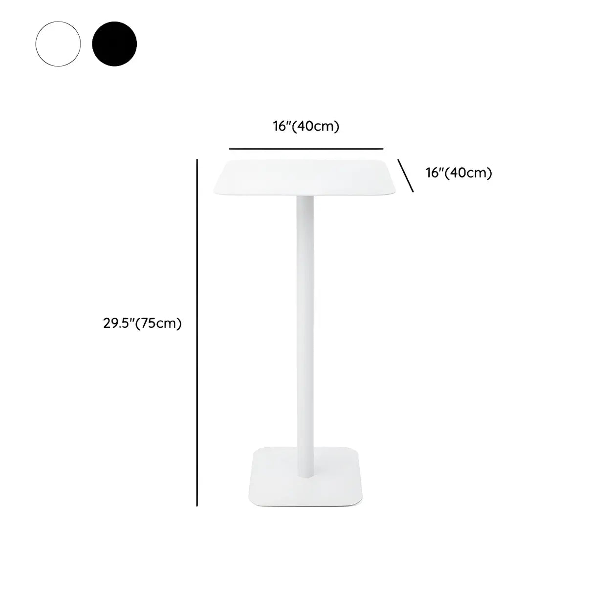 Square White Metal Pedestal Outdoor End Table