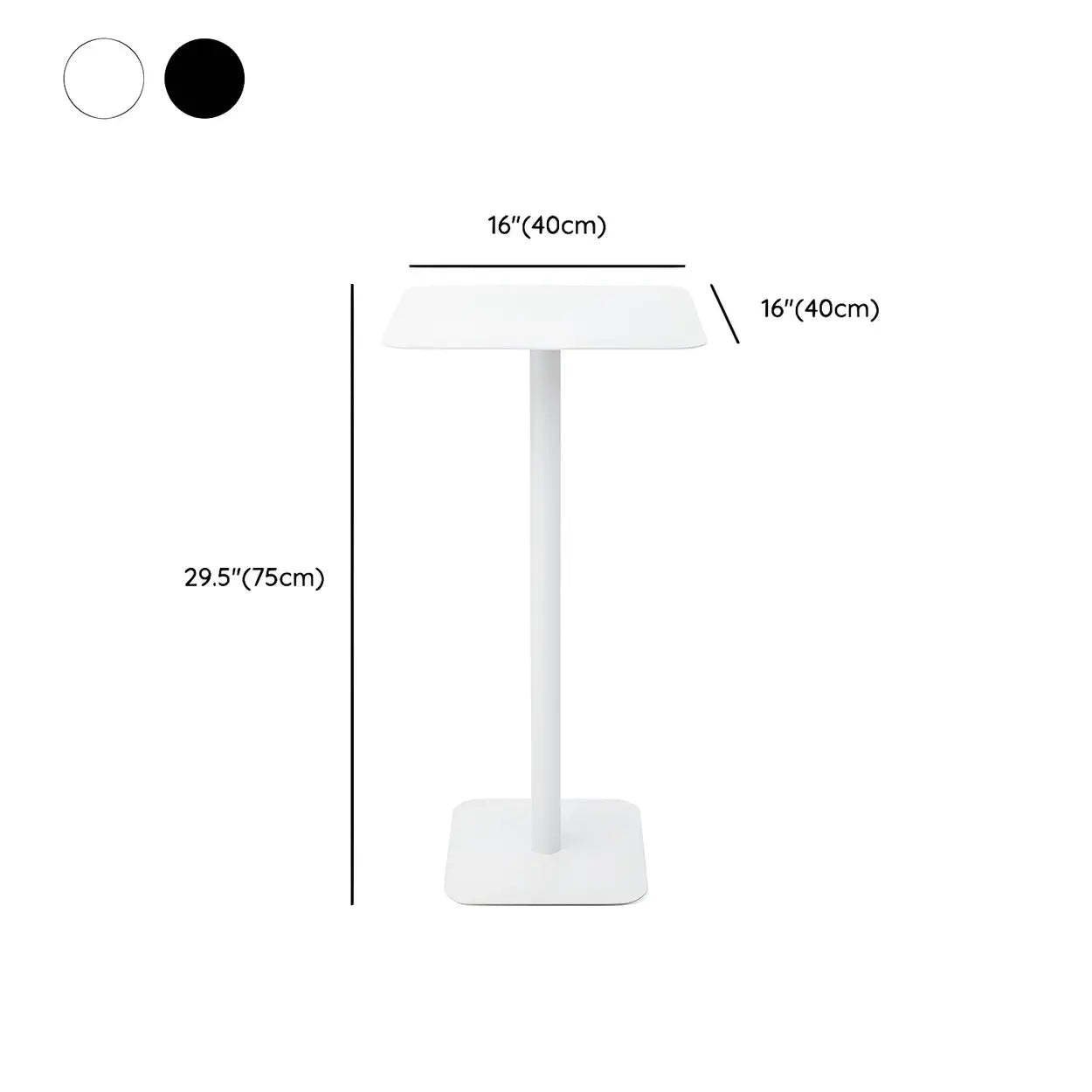 Square White Metal Pedestal Outdoor End Table