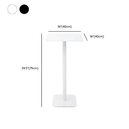 Square White Metal Pedestal Outdoor End Table
